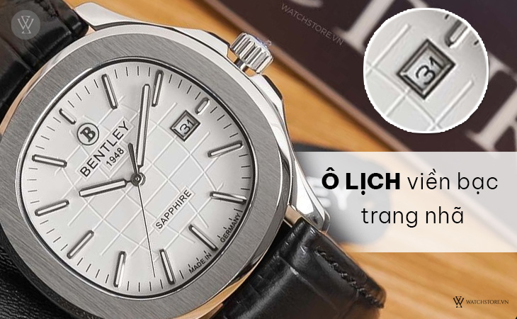 Bentley BL1869-10MWWB ô lịch viền bạc