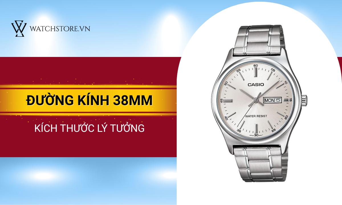 Đường kính 38mm phù hợp với cổ tay của đa số nam giới châu Á