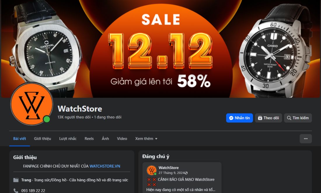 fanpage chinh thuc cua watchstore