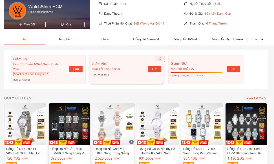 shoppe chinh thuc cua watchstore 1