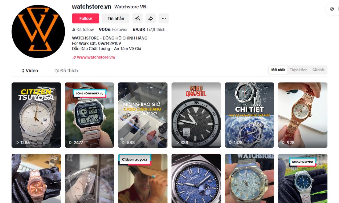 tiktok chinh thuc cua watchstore 1