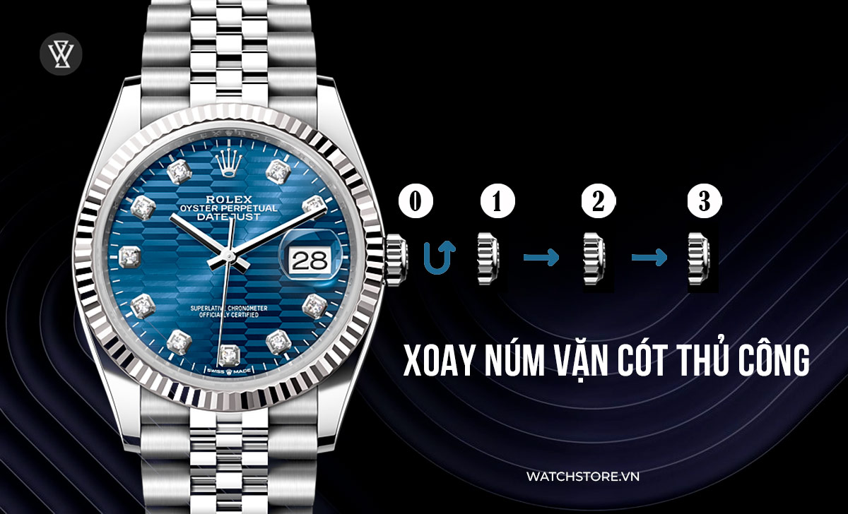 3 cách lên dây cót Rolex: tự động, thủ công và hộp xoay 1 cach-len-day-cot-rolex