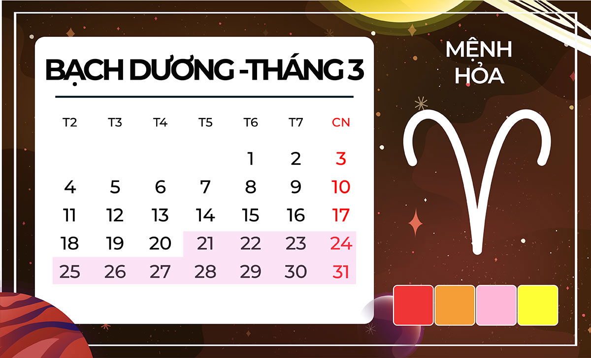 Bạch Dương tháng 3 hợp màu gì