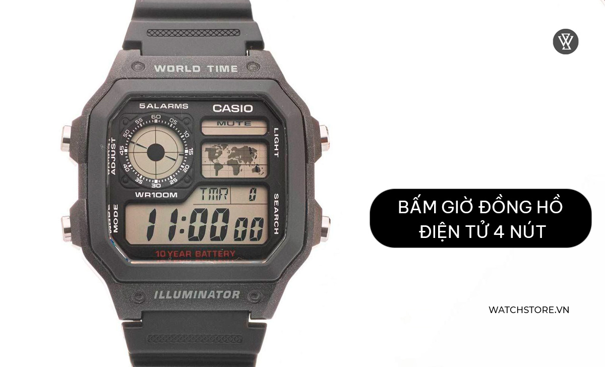 bấm giờ đồng hồ điện tử 4 nút