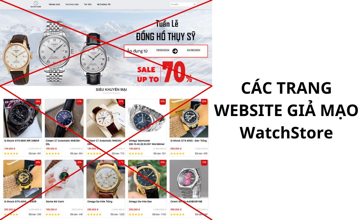 Cảnh báo mạo danh, Mượn danh Watch store - Cách nhận diện để tránh gặp phải 3 Các trang website giả mạo WatchStore