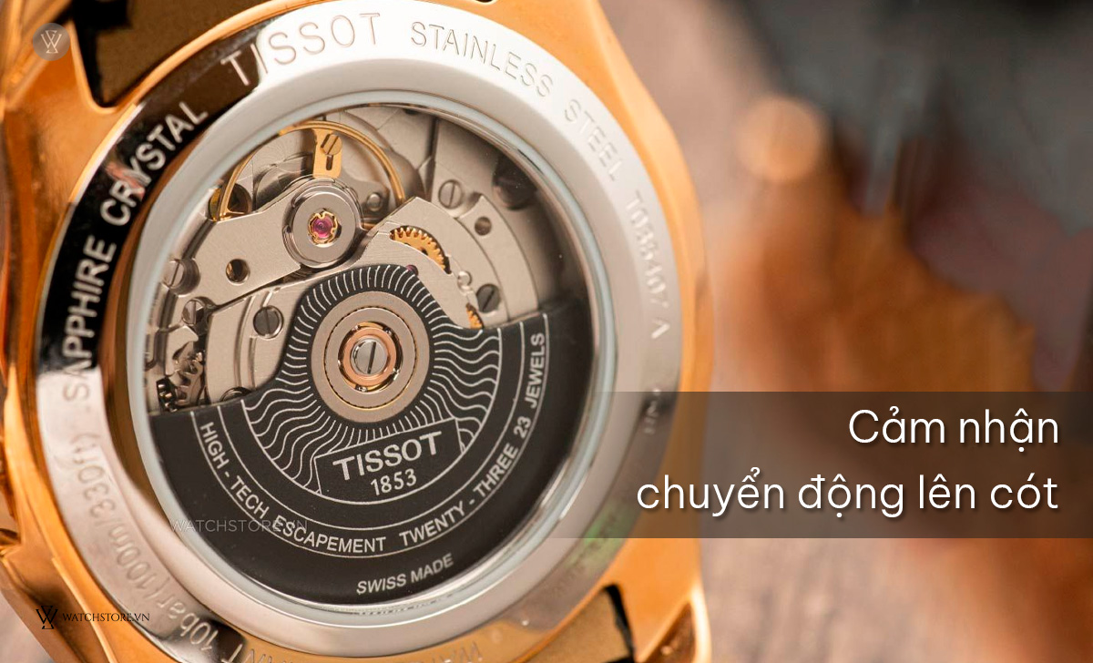 2 cách tự kiểm tra đồng hồ Tissot 1853 mã chính hãng tại nhà 7 Cảm nhận chuyển động lên cót