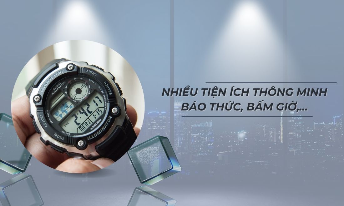 Casio AE-2100W-1AVDF nhiều tiện ích