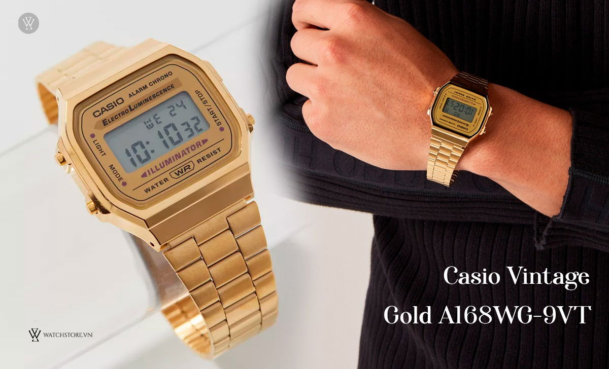 Gold Plated (GP) đồng hồ là gì? Cách nhận biết chính xác 2 Casio Vintage Gold A168WG-9VT