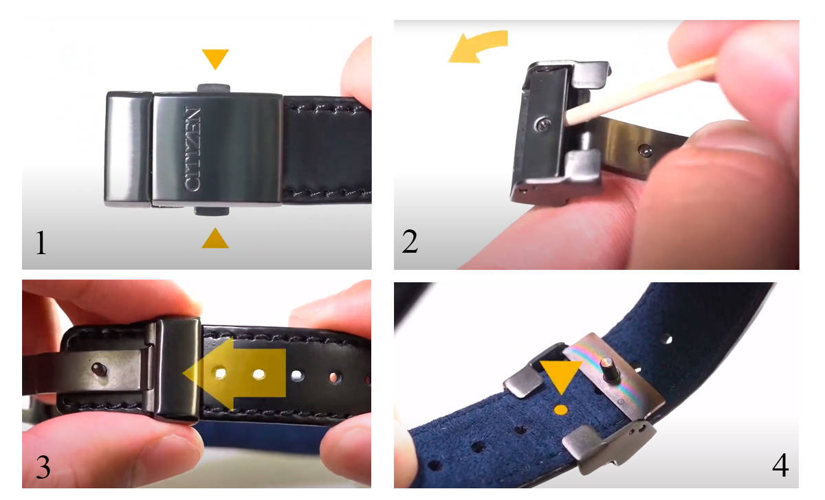 Chỉnh dây da khóa gấp đồng hồ Casio