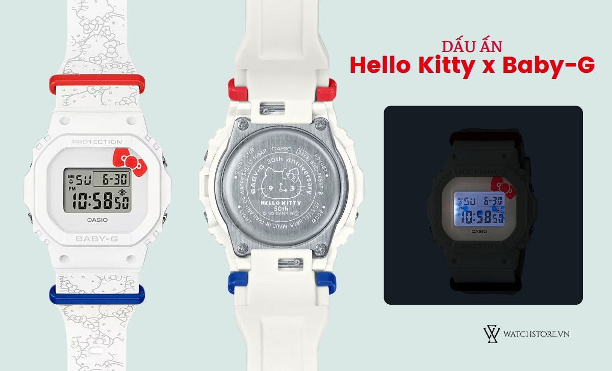 Đồng hồ Hello Kitty BABY-G Casio 2024 kỷ niệm hợp tác đặc biệt 4 Dấu ấn Hello Kitty Baby-G