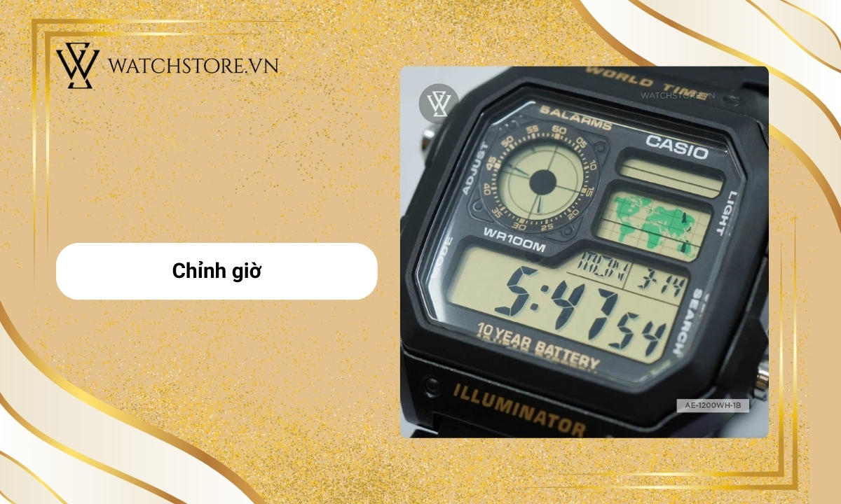 Đồng hồ Casio Illuminator là gì? Khám phá tính năng, ưu điểm 4 Chỉnh giờ trên đồng hồ Casio Illuminator