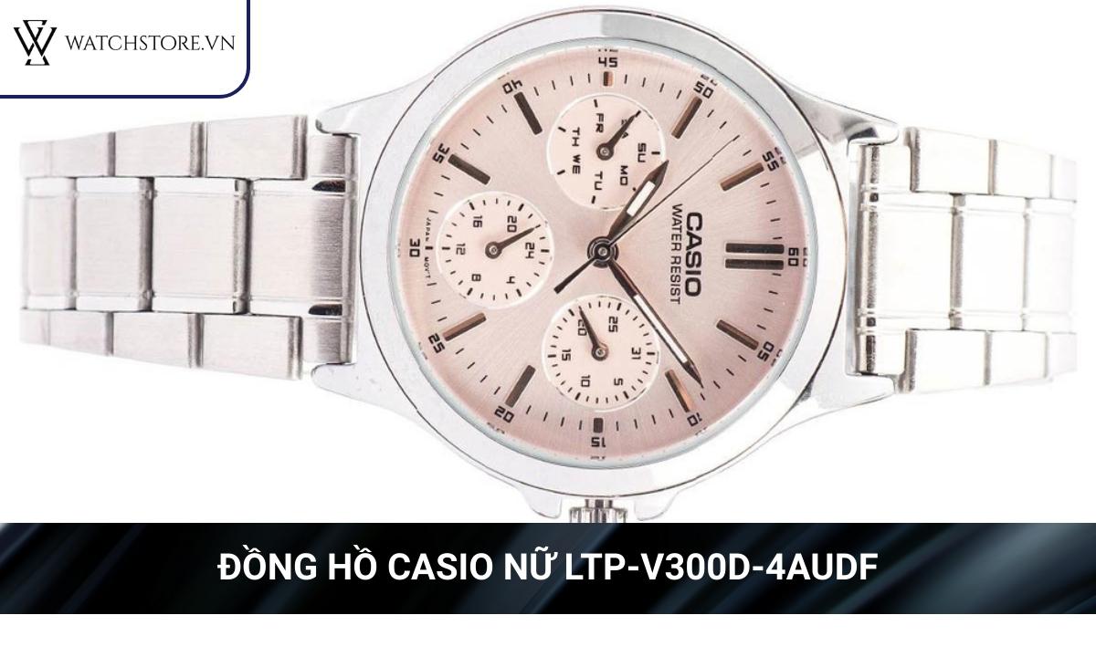 Bật mí 05 mẫu đồng hồ nữ cá tính “đốn tim” phái đẹp 2 Đồng hồ nữ LTP-V300D-4AUDF sở hữu mặt số hồng pastel