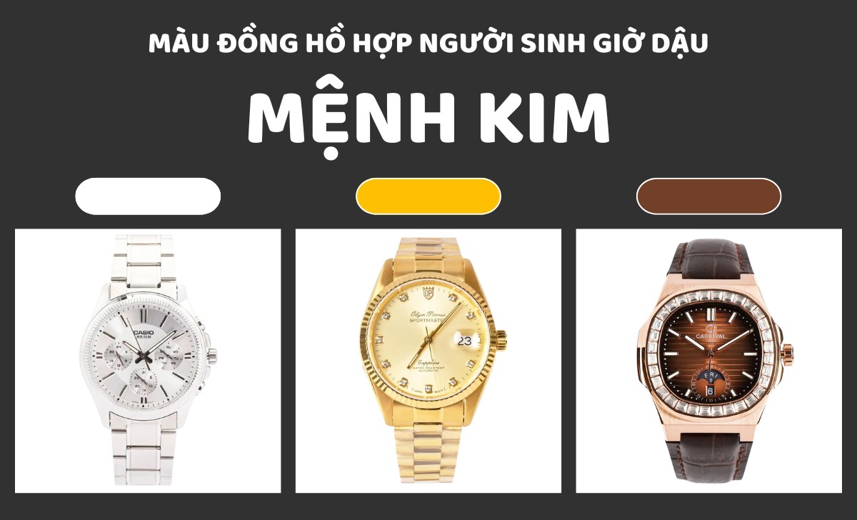 đồng hồ hợp người sinh giờ Dậu mệnh Kim