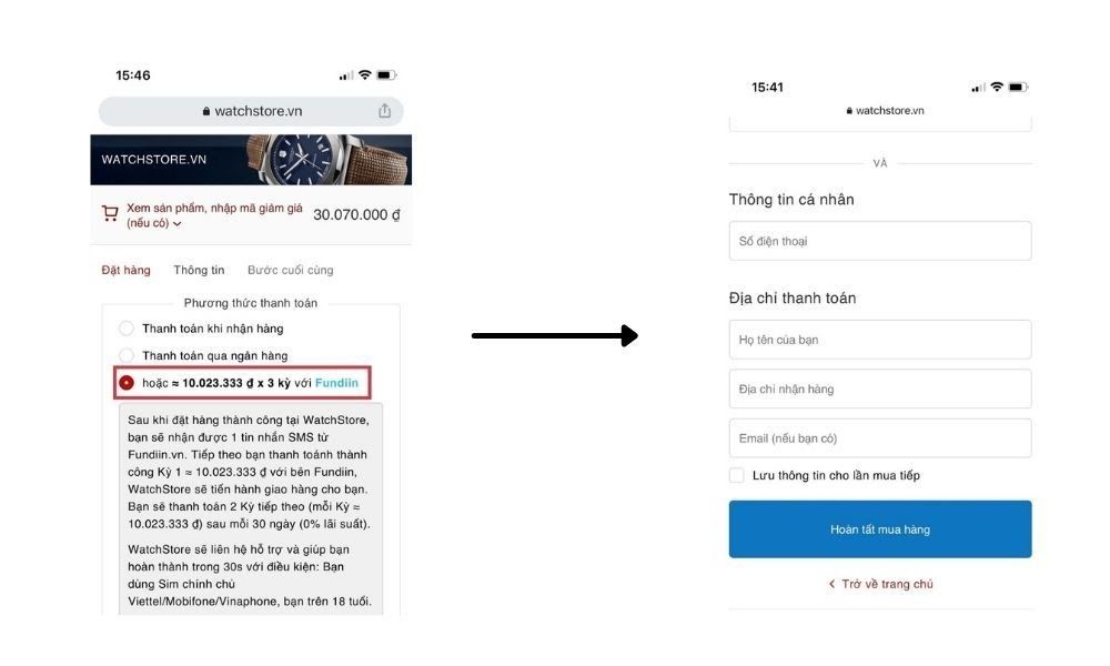 Hướng dẫn mua trước trả sau tại WatchStore với Fundiin - Ảnh 5 Hướng dẫn mua trước trả sau tại WatchStore với Fundiin - Ảnh 5
