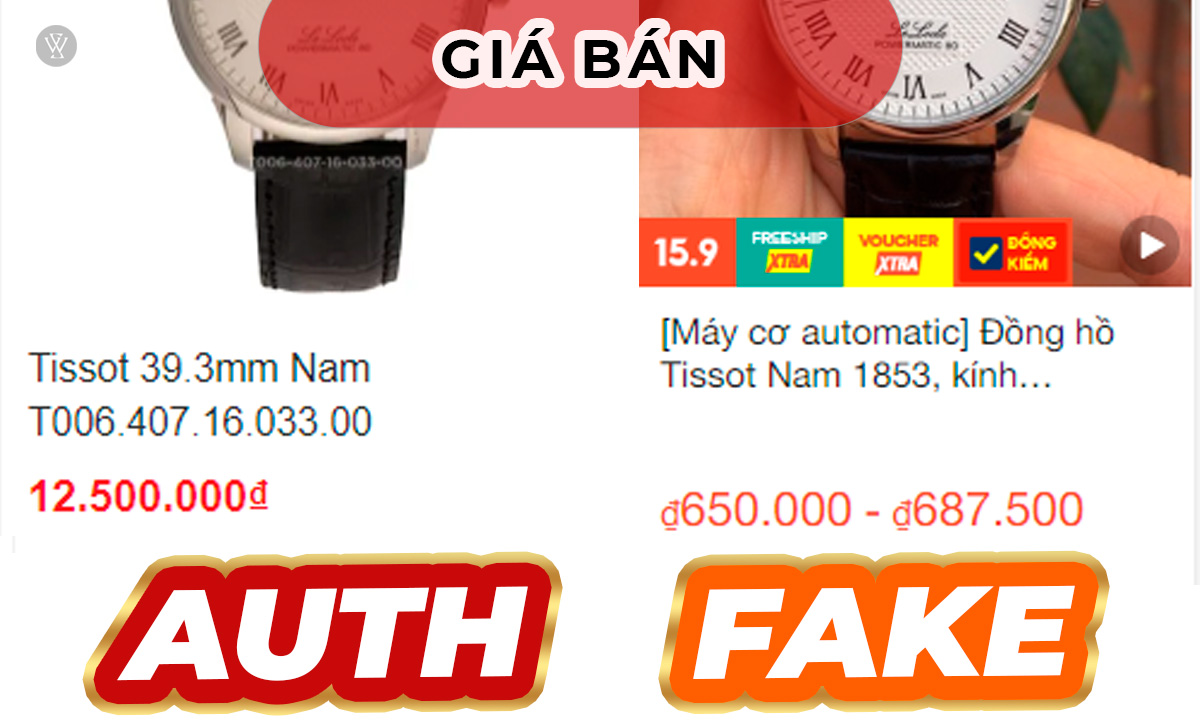 Phân biệt đồng hồ Tissot thật và đồng hồ Tissot 1853 Trung Quốc 5 Giá đồng hồ Tissot auth fake