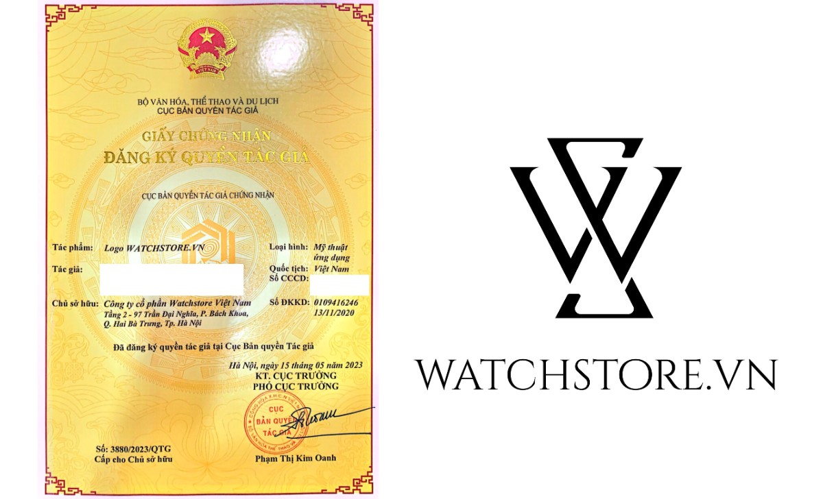 Cảnh báo mạo danh, Mượn danh Watch store - Cách nhận diện để tránh gặp phải 2 Giấy chứng nhận bản quyền logo WatchStore