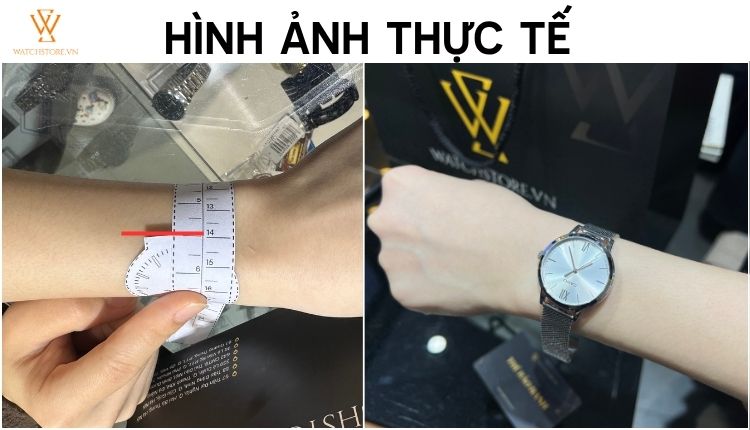 Đồng hồ LTP-E157M-7ADF khi lên tay 14cm