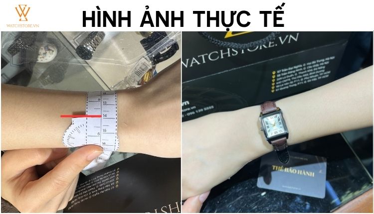 Đồng hồ LTP-V007L-9BUDF khi lên tay 14cm