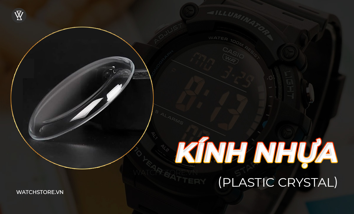 7 loại kính đồng hồ thông dụng, cách phân biệt từng loại 6 Kính nhựa Plastic Crystal