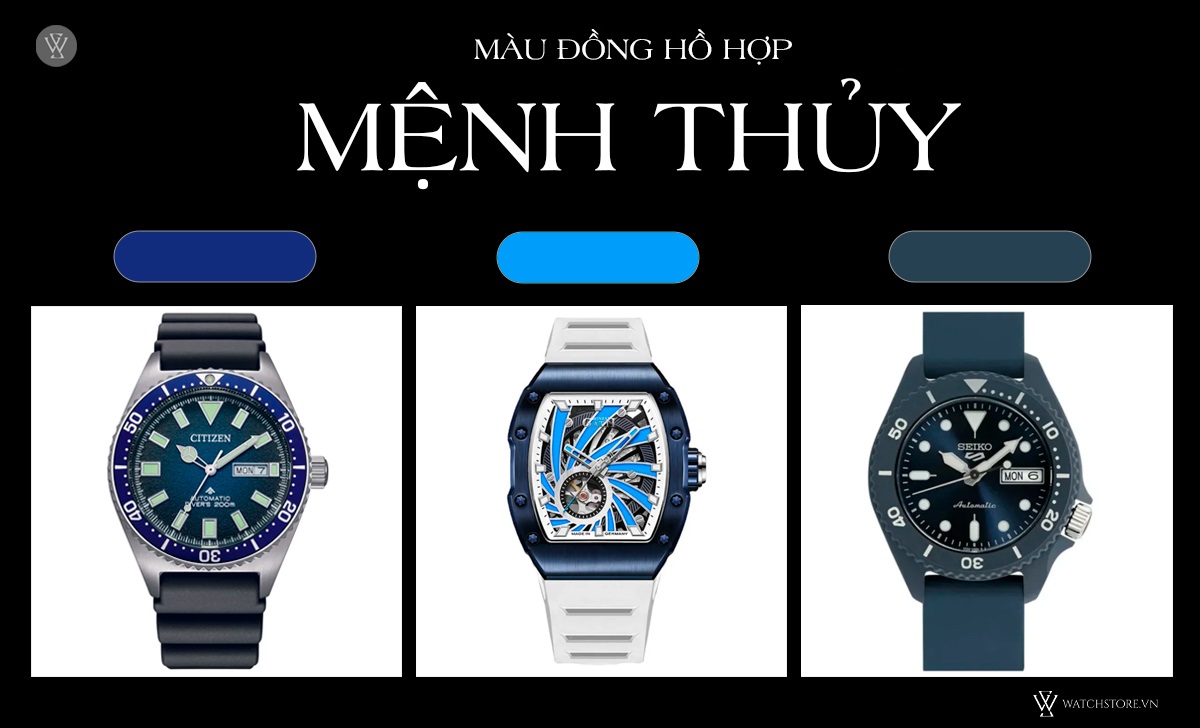 Màu đồng hồ hợp mệnh Thủy