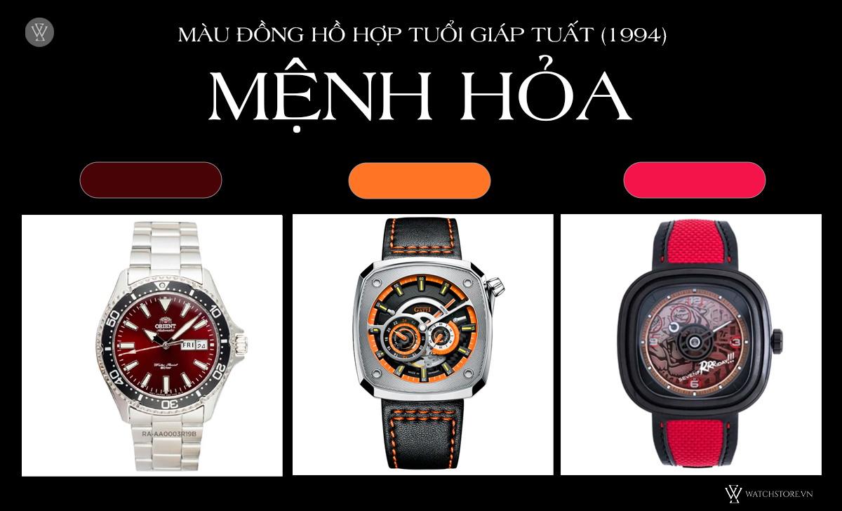 Tuổi Tuất đeo đồng hồ màu gì may mắn? Gợi ý mẫu hợp mệnh 4 Màu đồng hồ hợp tuổi Giáp Tuất