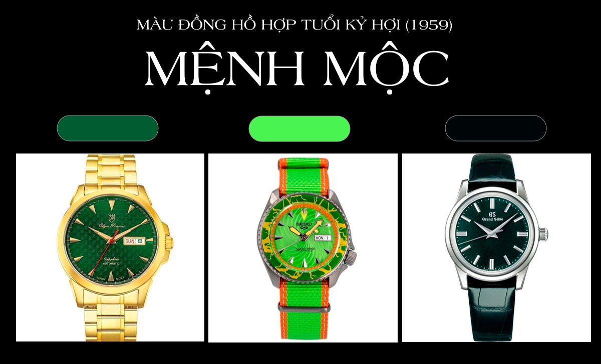 Tuổi Hợi đeo đồng hồ màu gì hợp mệnh? 40 mẫu nên chọn 1 màu đồng hồ hợp tuổi Kỷ Hợi