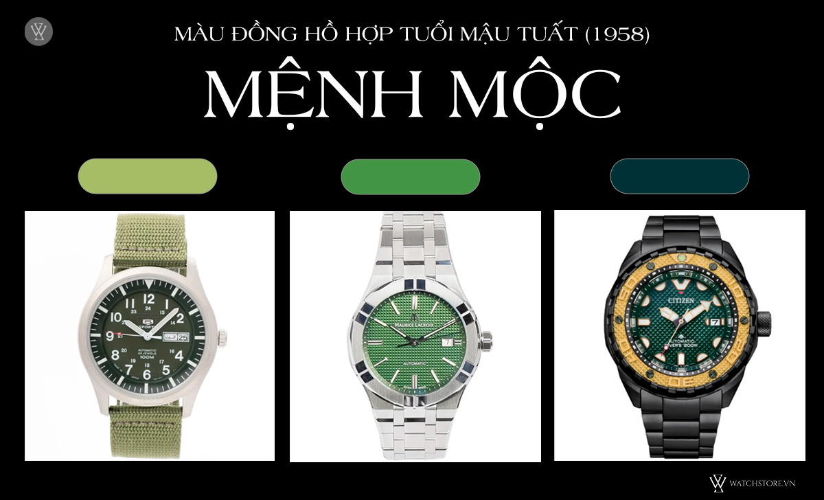 Tuổi Tuất đeo đồng hồ màu gì may mắn? Gợi ý mẫu hợp mệnh 1 Màu đồng hồ hợp tuổi Mậu Tuất