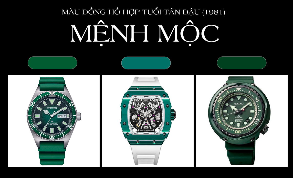 Tuổi Dậu nên đeo đồng hồ màu gì vượng khí? Gợi ý 30 mẫu đẹp 3 màu đồng hồ hợp tuổi Tân Dậu