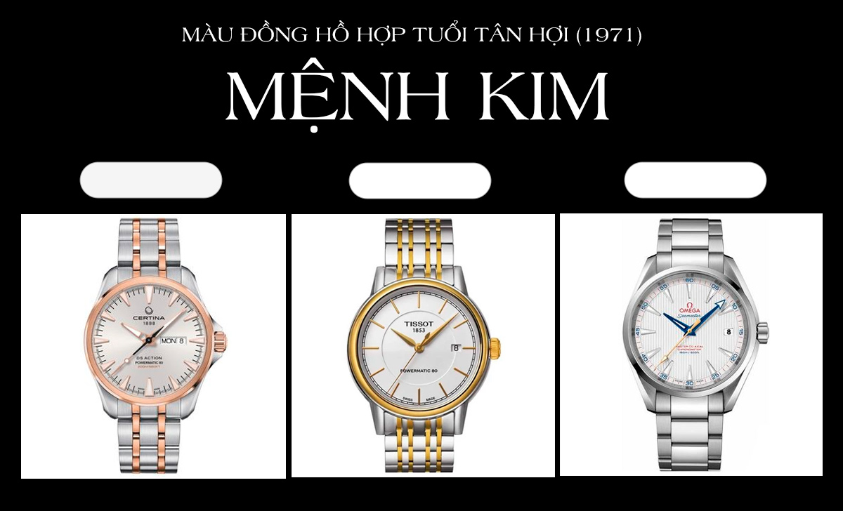 Tuổi Hợi đeo đồng hồ màu gì hợp mệnh? 40 mẫu nên chọn 2 màu đồng hồ hợp tuổi Tân Hợi