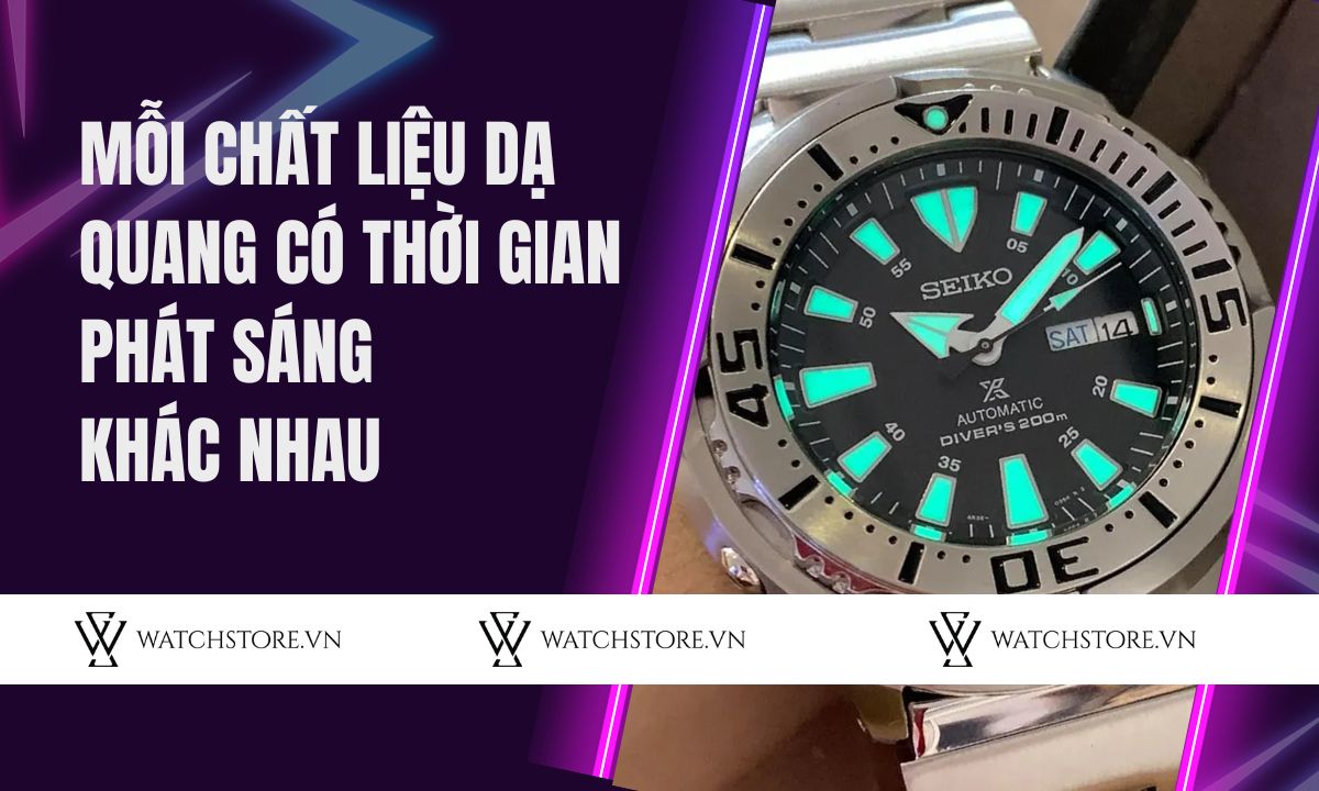 Đồng hồ dạ quang là gì? Có nên mua đồng hồ dạ quang không? 4 Mỗi chất liệu dạ quang có thời gian phát sáng khác nhau