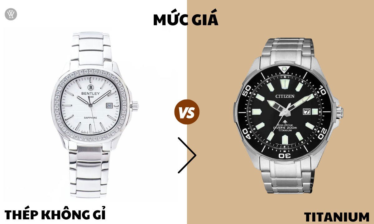 So sánh đồng hồ titanium và đồng hồ thép không gỉ 4 Về mức giá titanium nhìn hơn mức giá của thép không gỉ