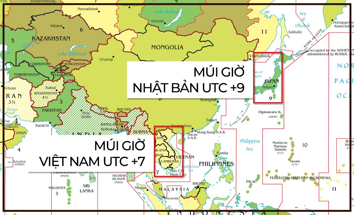 múi giờ Nhật Bản Việt Nam