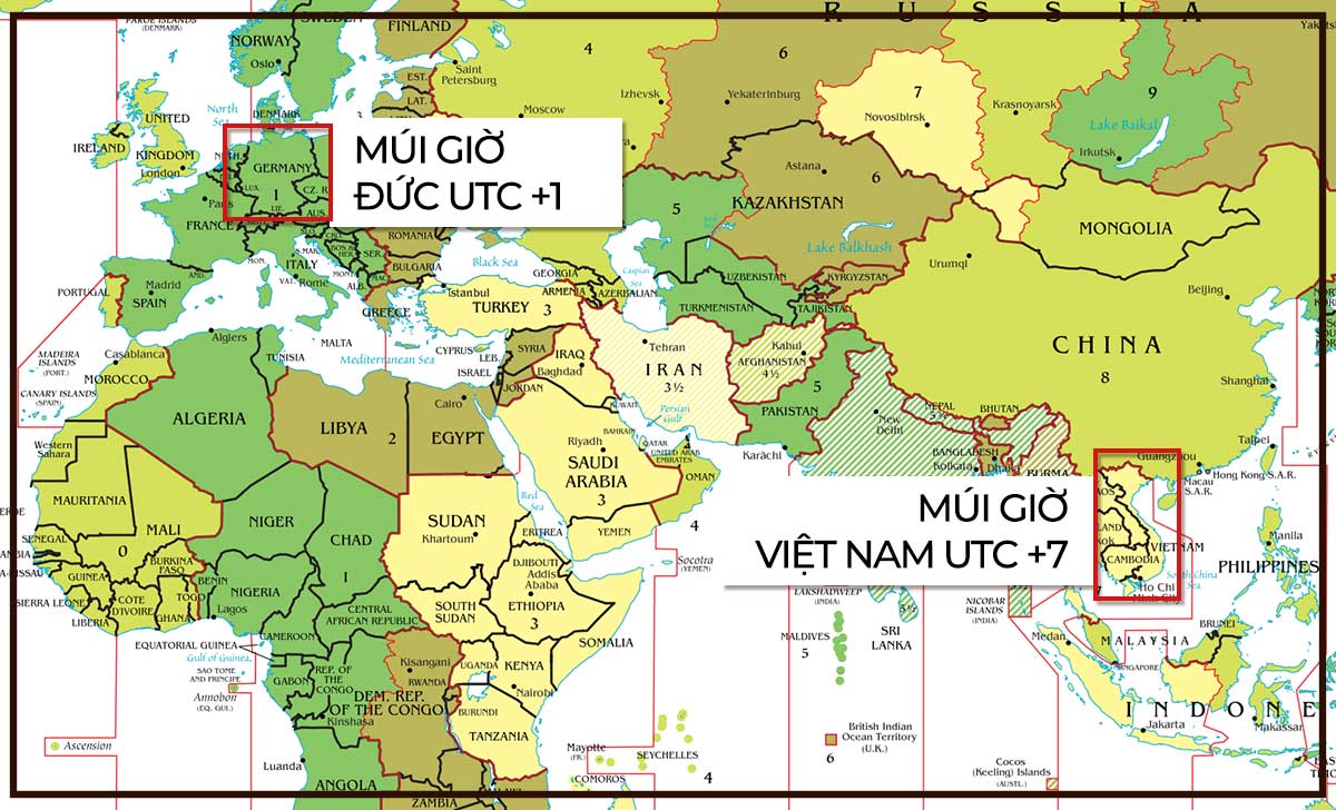 múi giờ Việt Nam và Đức