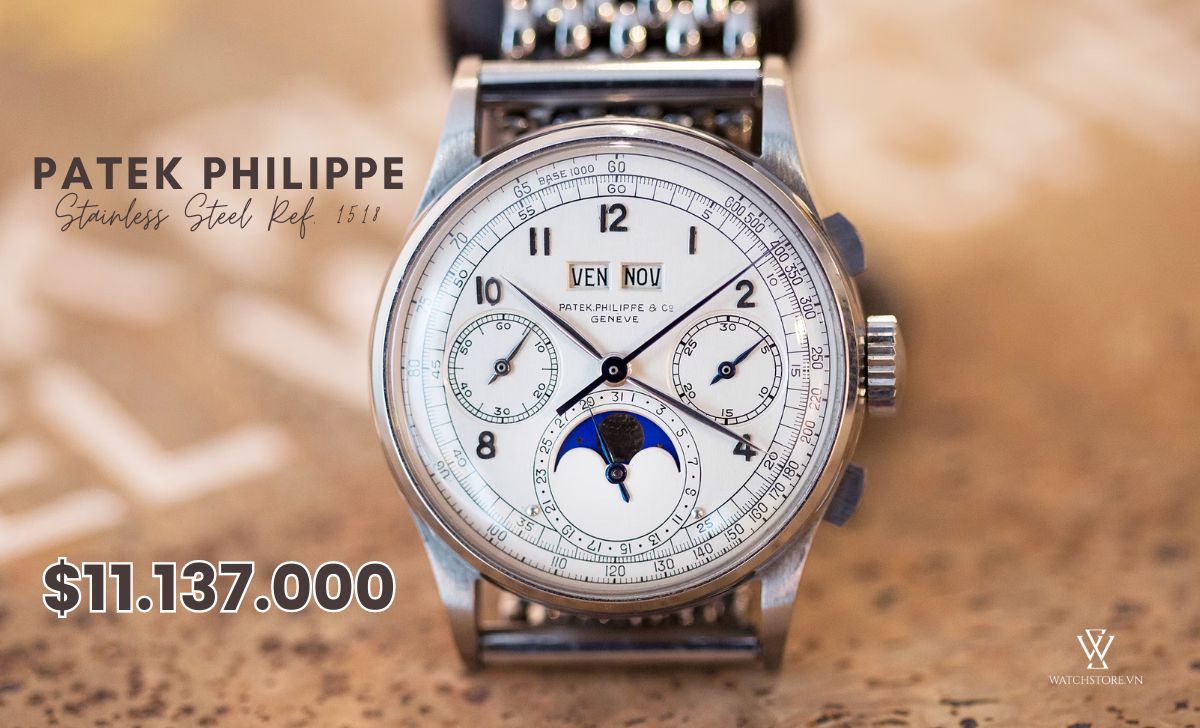 Top 10 chiếc đồng hồ đeo tay đắt nhất thế giới cập nhật 2024 10 Patek Philippe Stainless Steel Ref. 1518