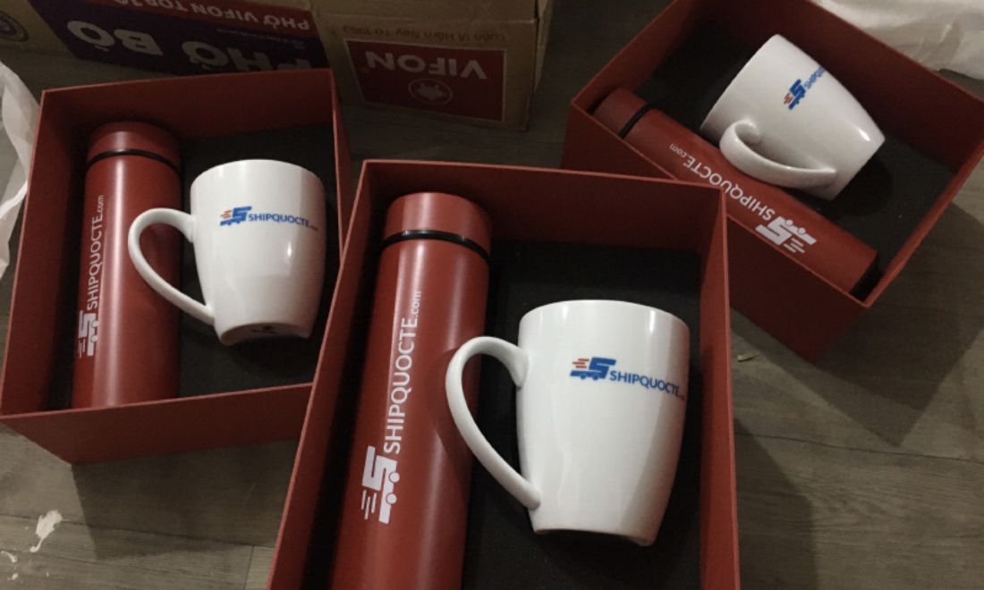 Set cốc sứ và bình giữ nhiệt: 