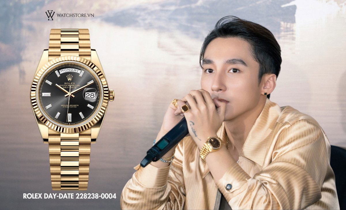 Sơn Tùng M-TP khoe đồng hồ Rolex 1.4 tỷ dát vàng tại Skymeet 2024 1 Sơn Tùng M-TP đeo Rolex Day-Date 228238-0004