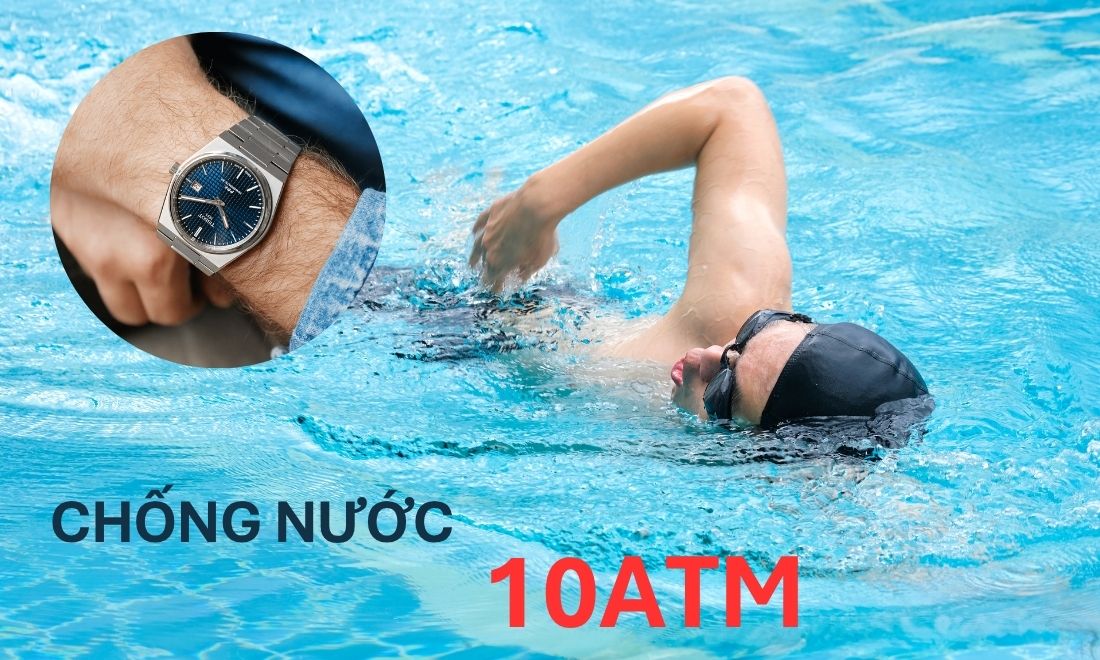 Chống nước 10atm, tương đương với 100 mét dưới biển sâu