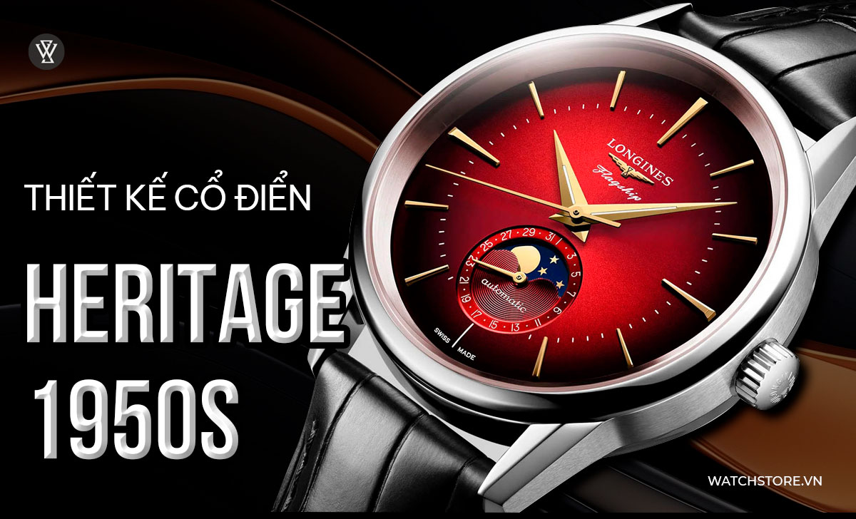 Longines Flagship Heritage 2024 bản mới giới hạn 888 chiếc 2 Thiết kế cổ điển Longines Heritage 1950s