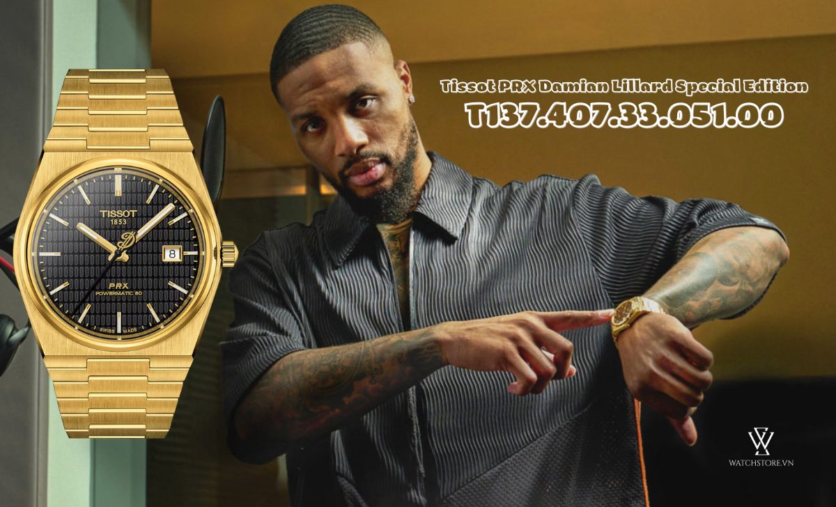 Top 5 mẫu đồng hồ Tissot nam mới nhất 2024 2 Tissot PRX Damian Lillard Special Edition T137.407.33.051.00