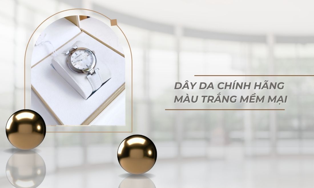 Dây da chính hãng màu trắng