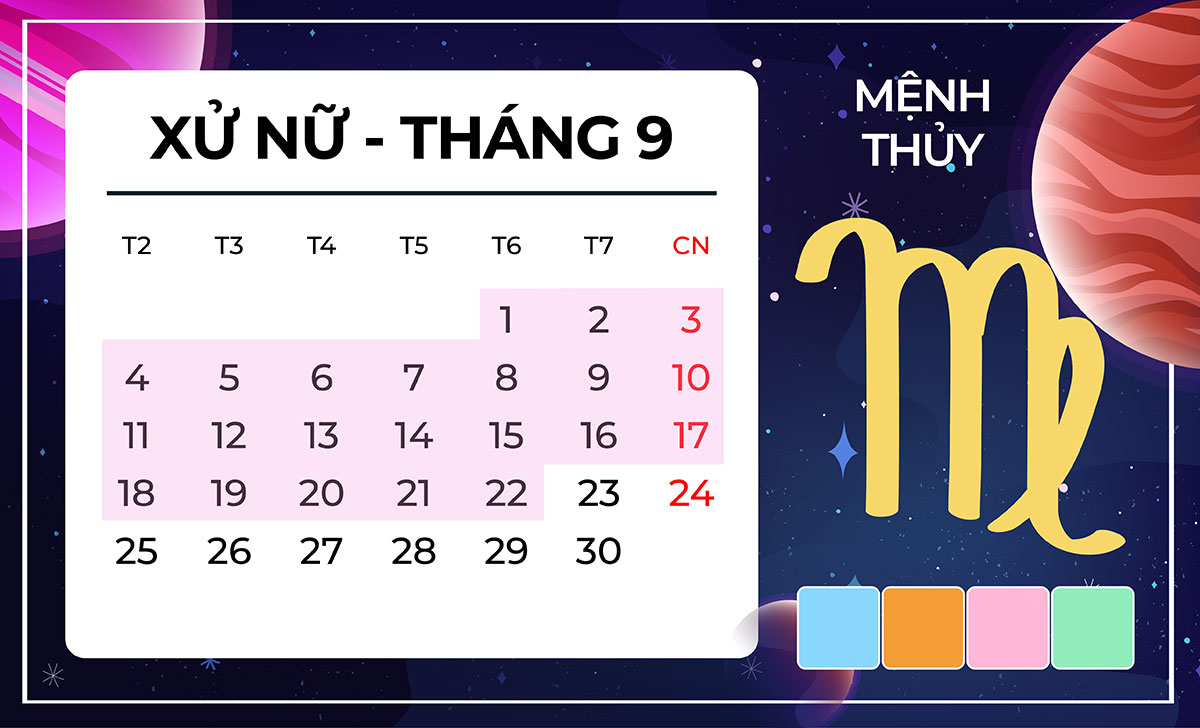 Xử Nữ tháng 9 mệnh Thủy hợp màu gì