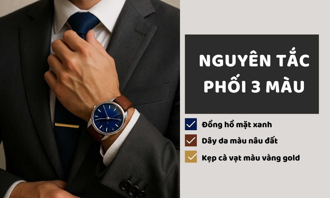 Cách phối màu dây với đồng hồ chuẩn "gu" sành điệu nhất định phải biết 3 Quy tắc 3 màu - Bí kíp giữ outfit hài hòa mà vẫn cuốn hút