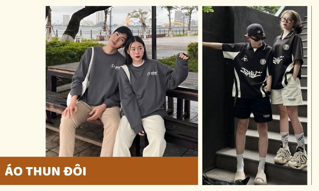 Chọn áo thun thiết kế basic, màu sắc hai bạn yêu thích