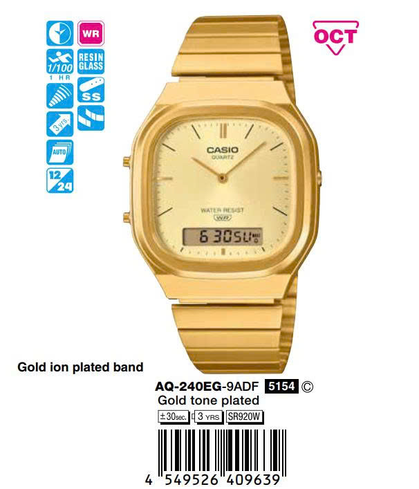 Casio 40mm Unisex AQ-240EG-9ADF