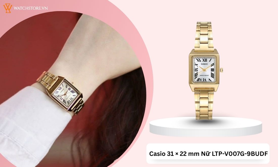 10 mẫu đồng hồ tặng 20/10/2025 sang trọng, tinh tế và ý nghĩa 6 Mặt vuông vàng đồng sang trọng