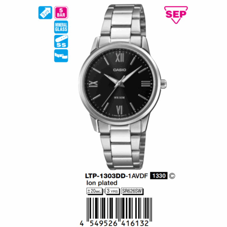 Casio 30.5mm Nữ LTP-1303DD-1AVDF