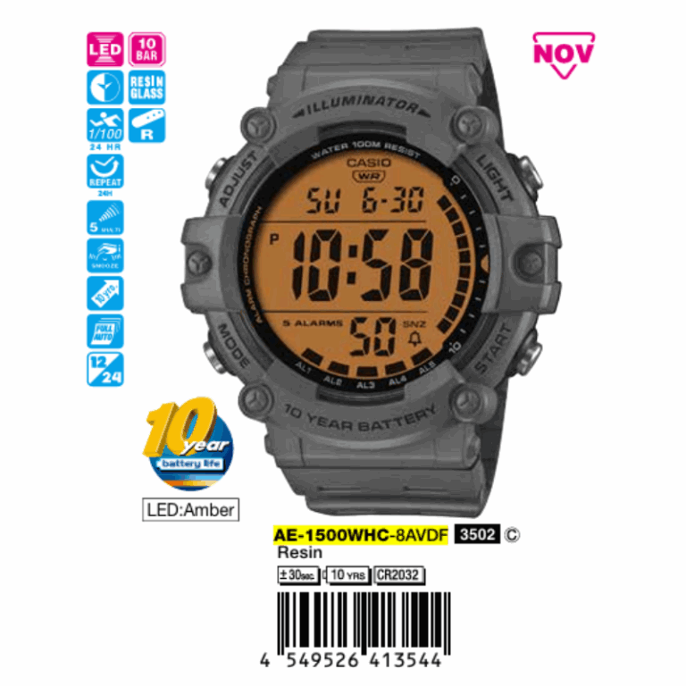 Casio 54.4mm x 51.3mm Nam AE-1500WHC-8AVDF