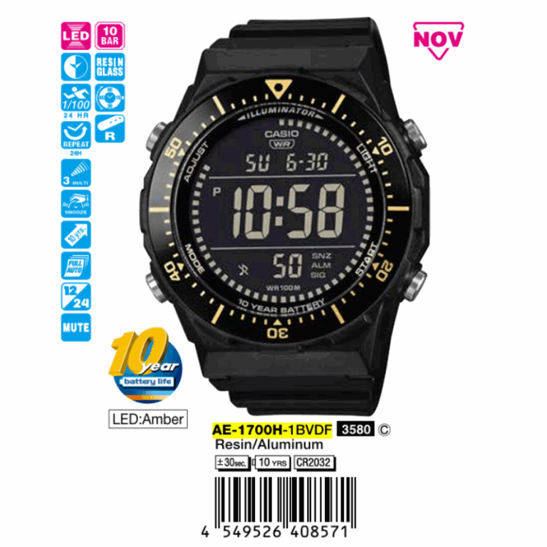 Casio 54.9mm x 47.3mm Nam AE-1700H-1BVDF