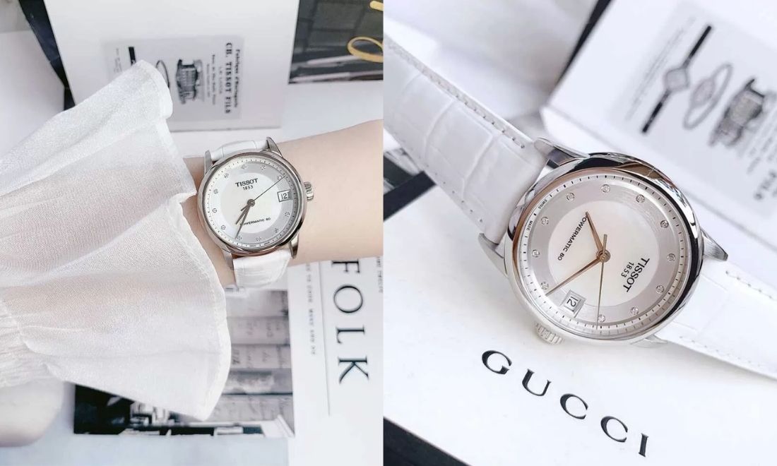 Top 10+ mẫu đồng hồ nữ giá khoảng 10 triệu đẹp và đáng mua nhất 1 Mặt khảm trai trắng thanh lịch