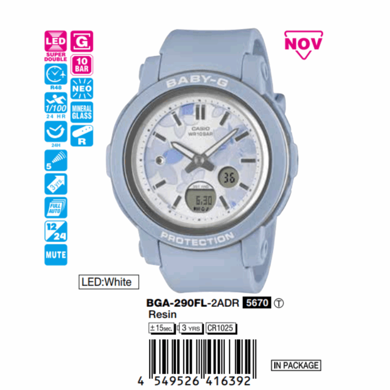 Casio 41.5 Nữ BGA-290FL-2ADR